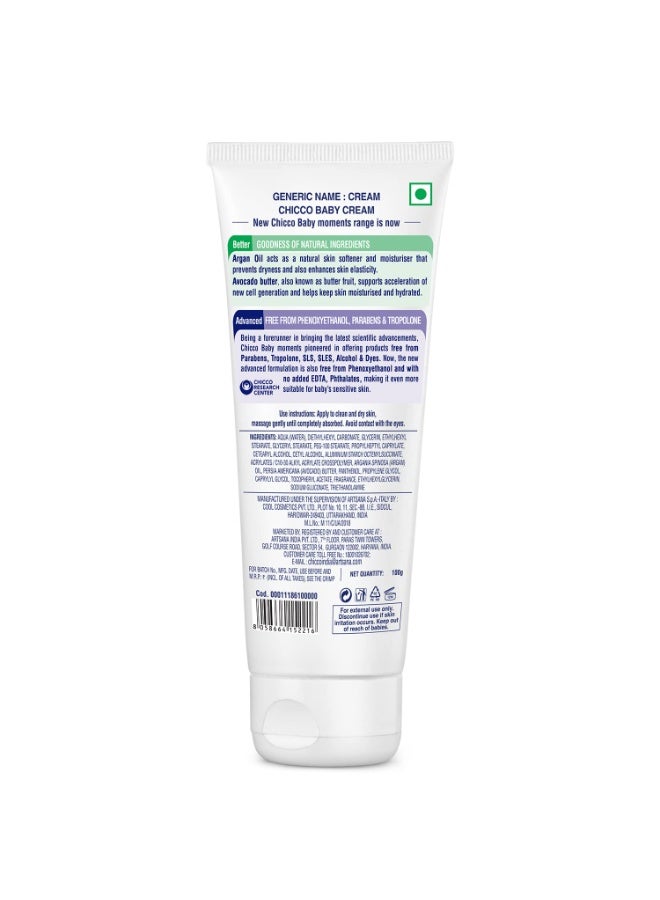 Chicco Baby Moments Baby Cream for Babies with Argan Oil & Avocado Butter, 100g| Natural Ingredients for Hydrated Skin | Dermatologically Tested | Phenoxyethanol, Parabens & Lauryl sulphates free - Image 4